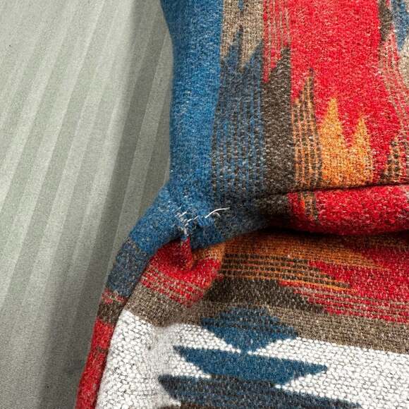 Women's Southwestern Aztec Print Quarter-Zip Hoodie with Front Pocket - Picture 10 of 11